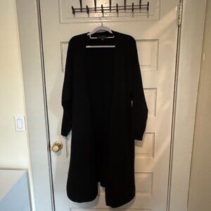Long-sleeve black shin duster cardigan sweater